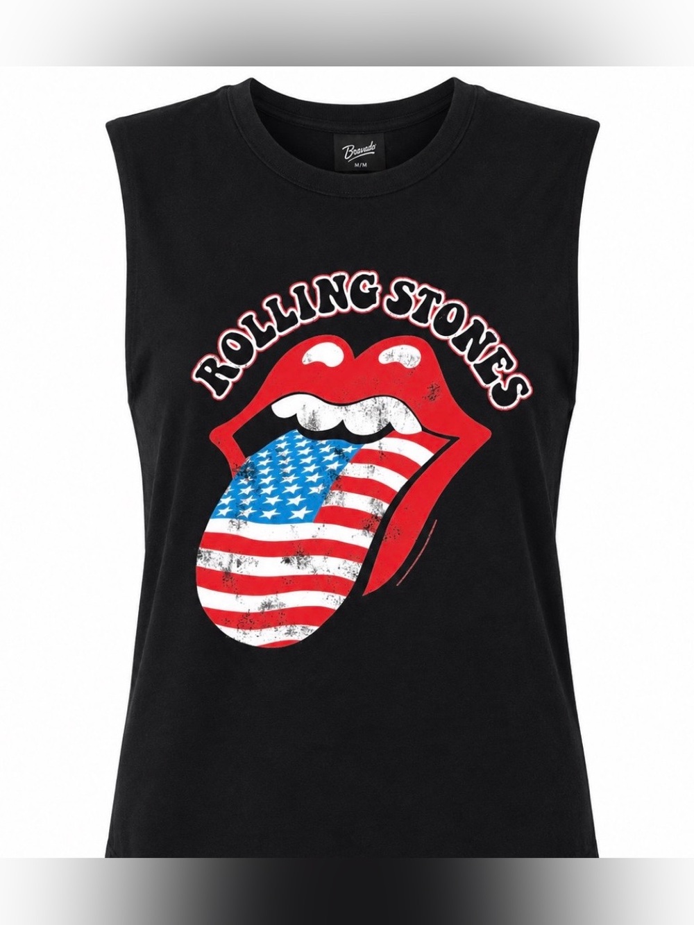 Rolling Stones Black Logo Muscle Tee with American Flag Tongue 🇺🇸😜 - size Medium